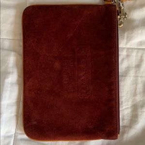 Coach Bergundy Suede Wristlet
